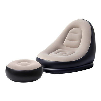 Gardeon Furniture > Outdoor > Outdoor Sofas & Lounge Sets Gardeon Inflatable Chair with Ottoman Air Sofa Blow Up Air Chair for Camping with Pump