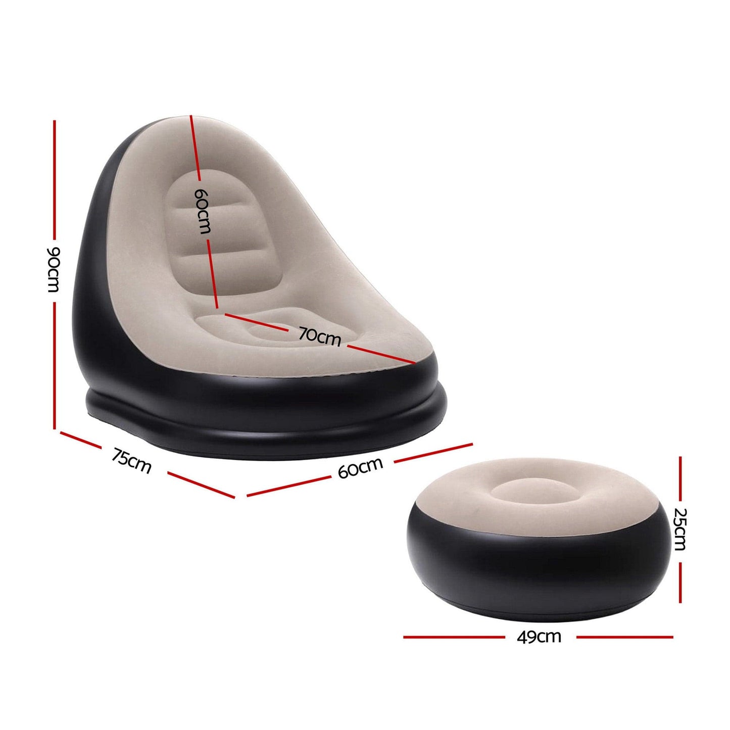 Gardeon Furniture > Outdoor > Outdoor Sofas & Lounge Sets Gardeon Inflatable Chair with Ottoman Air Sofa Blow Up Air Chair for Camping with Pump