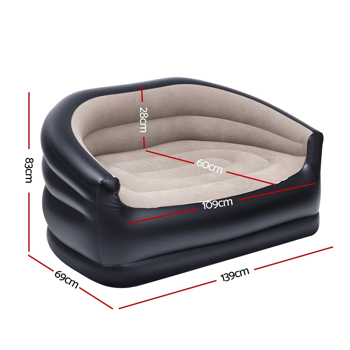 Gardeon Furniture > Outdoor > Outdoor Sofas & Lounge Sets Gardeon Outdoor Air Sofa Inflatable Couch Two-Seater Lounge Chair with Pump Blow Up Couches for Camping