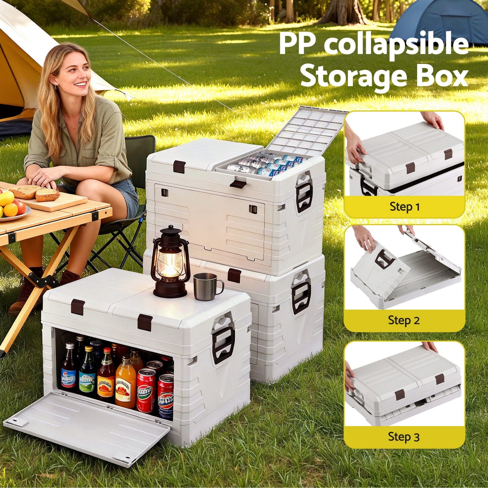 Gardeon Furniture > Outdoor > Outdoor Storage Boxes Gardeon 80L Outdoor Storage Box Foldable Camping Collapsible Bins Organizer