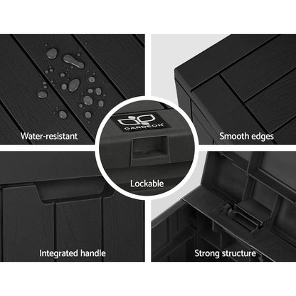 Gardeon Furniture > Outdoor > Outdoor Storage Boxes Gardeon Outdoor Storage Box 118L Container Lockable Garden Toy Tool Shed Black