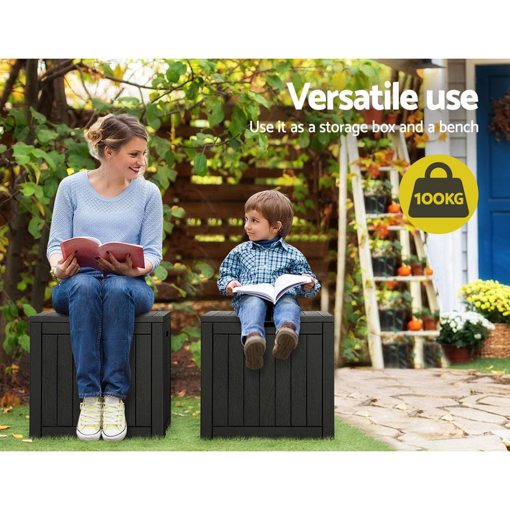 Gardeon Furniture > Outdoor > Outdoor Storage Boxes Gardeon Outdoor Storage Box 118L Container Lockable Garden Toy Tool Shed Black