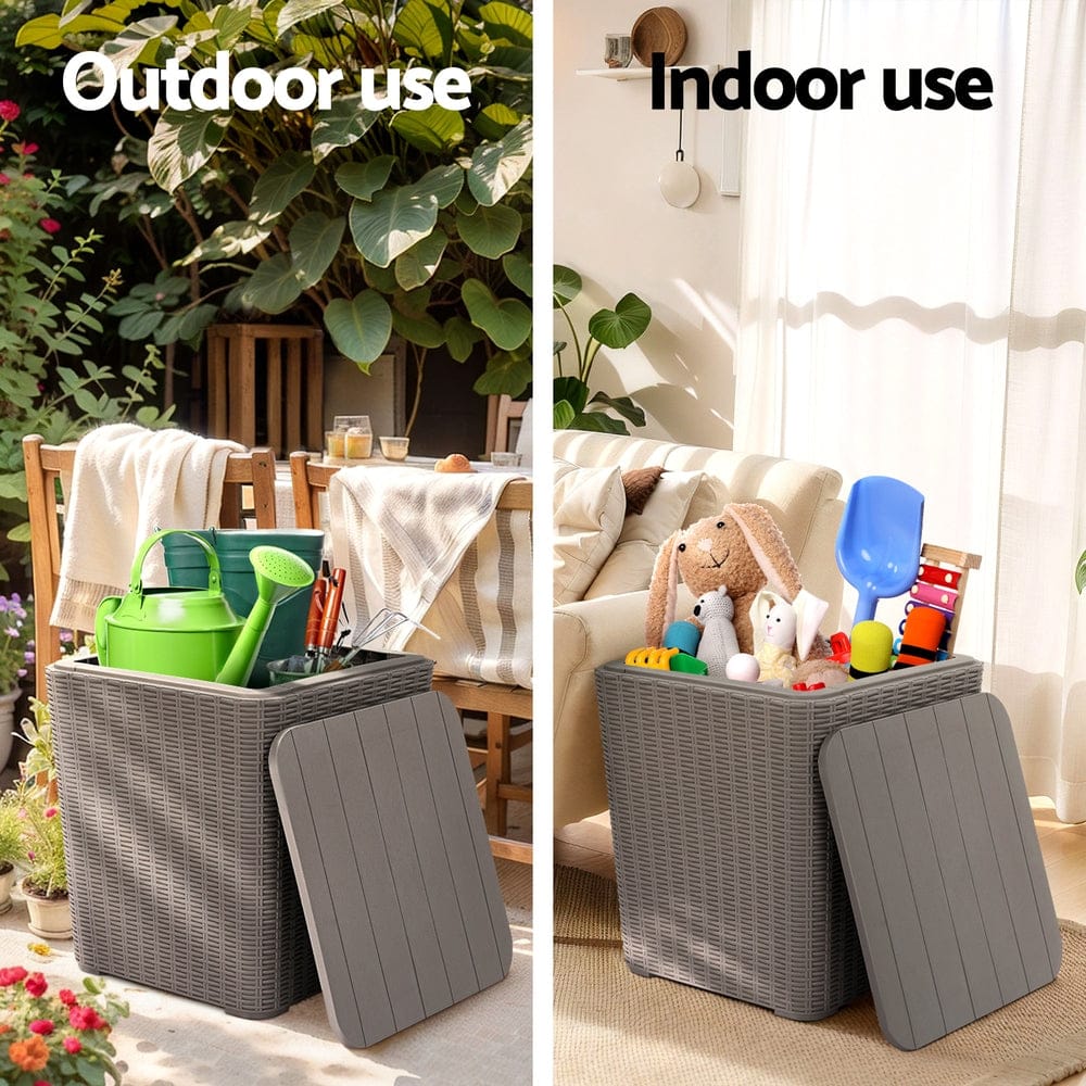 Gardeon Furniture > Outdoor > Outdoor Storage Boxes Gardeon Outdoor Storage Box 43L Container Side Table Garden Bench Tool Sheds