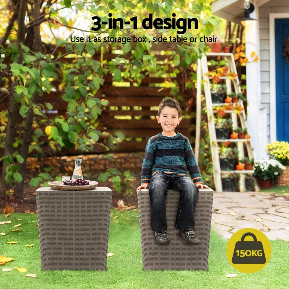 Gardeon Furniture > Outdoor > Outdoor Storage Boxes Gardeon Outdoor Storage Box 43L Container Side Table Garden Bench Tool Sheds