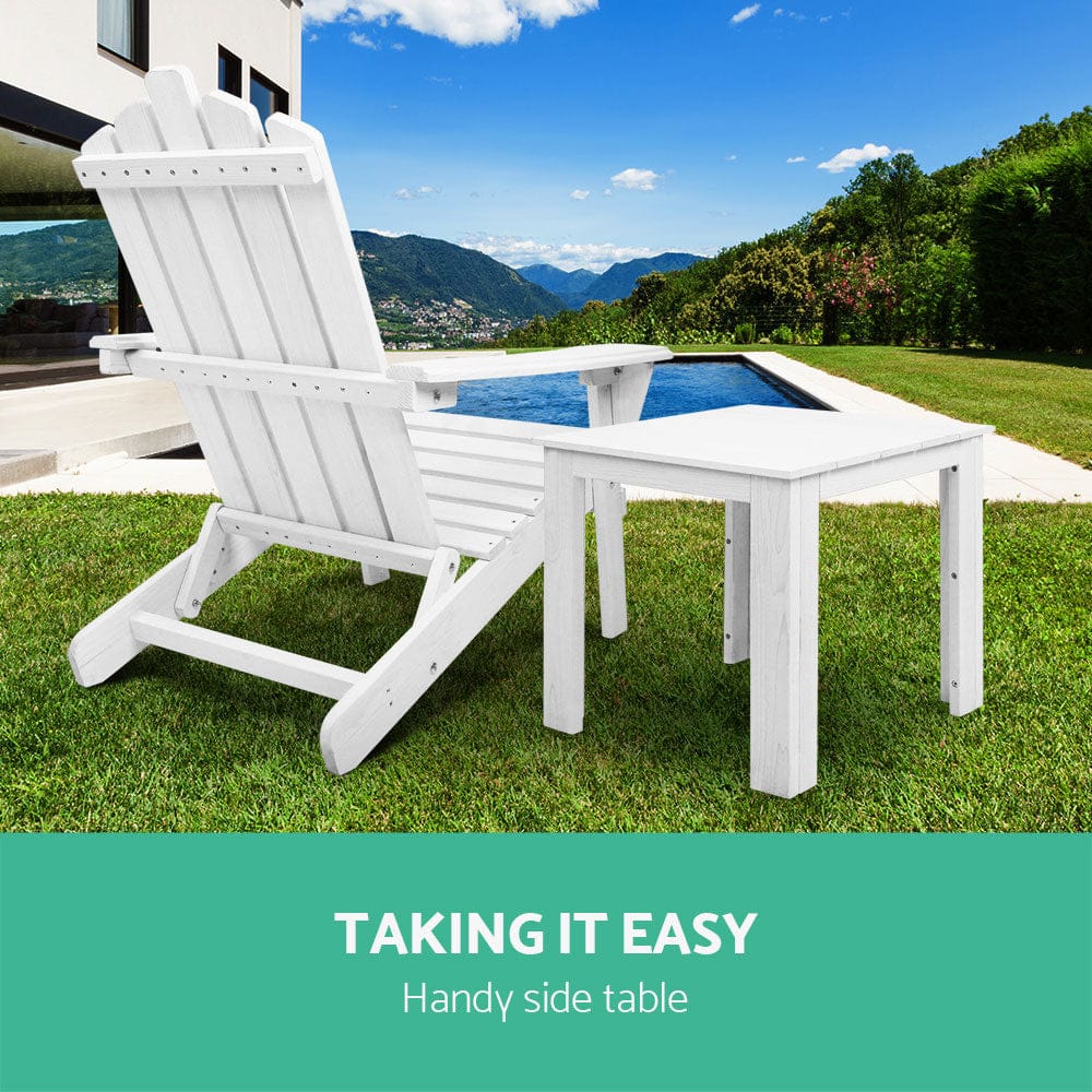 Gardeon Furniture > Outdoor > Outdoor Tables Gardeon Coffee Side Table Wooden Desk Outdoor Furniture Camping Garden White