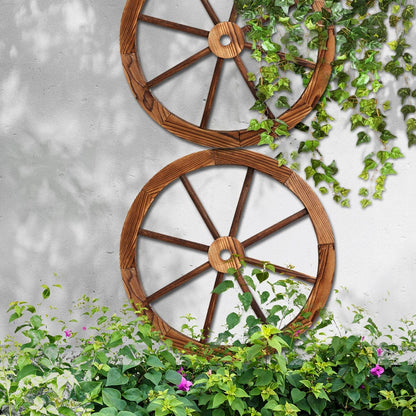 Gardeon Home & Garden > Decor > Garden Ornaments Gardeon Garden Decor Outdoor Ornament 2X Wooden Wagon Wheel