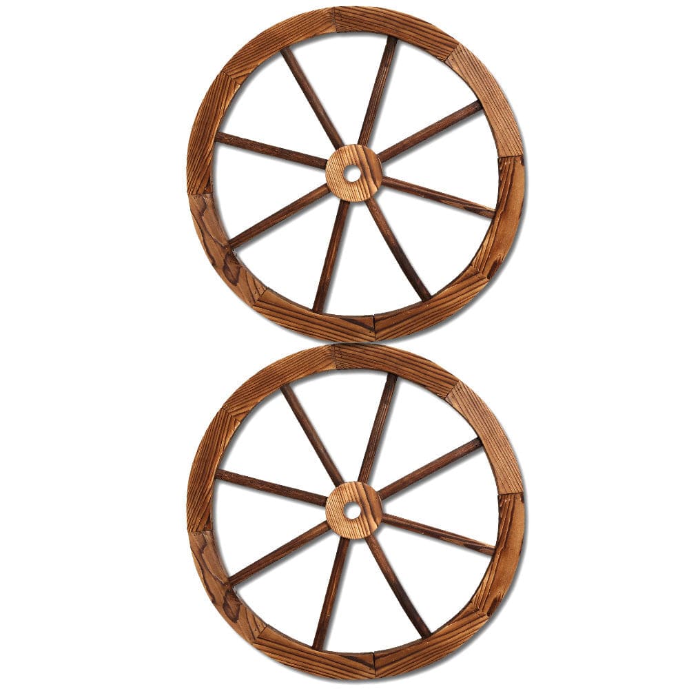 Gardeon Home & Garden > Decor > Garden Ornaments Gardeon Garden Decor Outdoor Ornament 2X Wooden Wagon Wheel