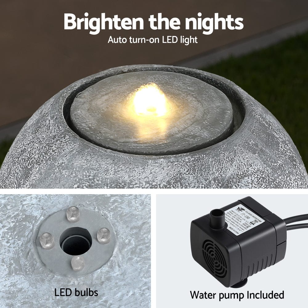 Gardeon Home & Garden > Fountains > Fountain & Ponds Accessories Gardeon Solar Fountain Water Feature Outdoor Fountain LED Lights Beige