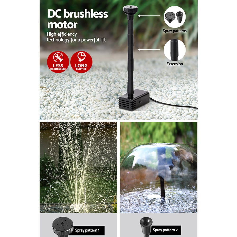Gardeon Home & Garden > Fountains > Fountain & Ponds Accessories Gardeon Solar Pond Pump 4.6FT