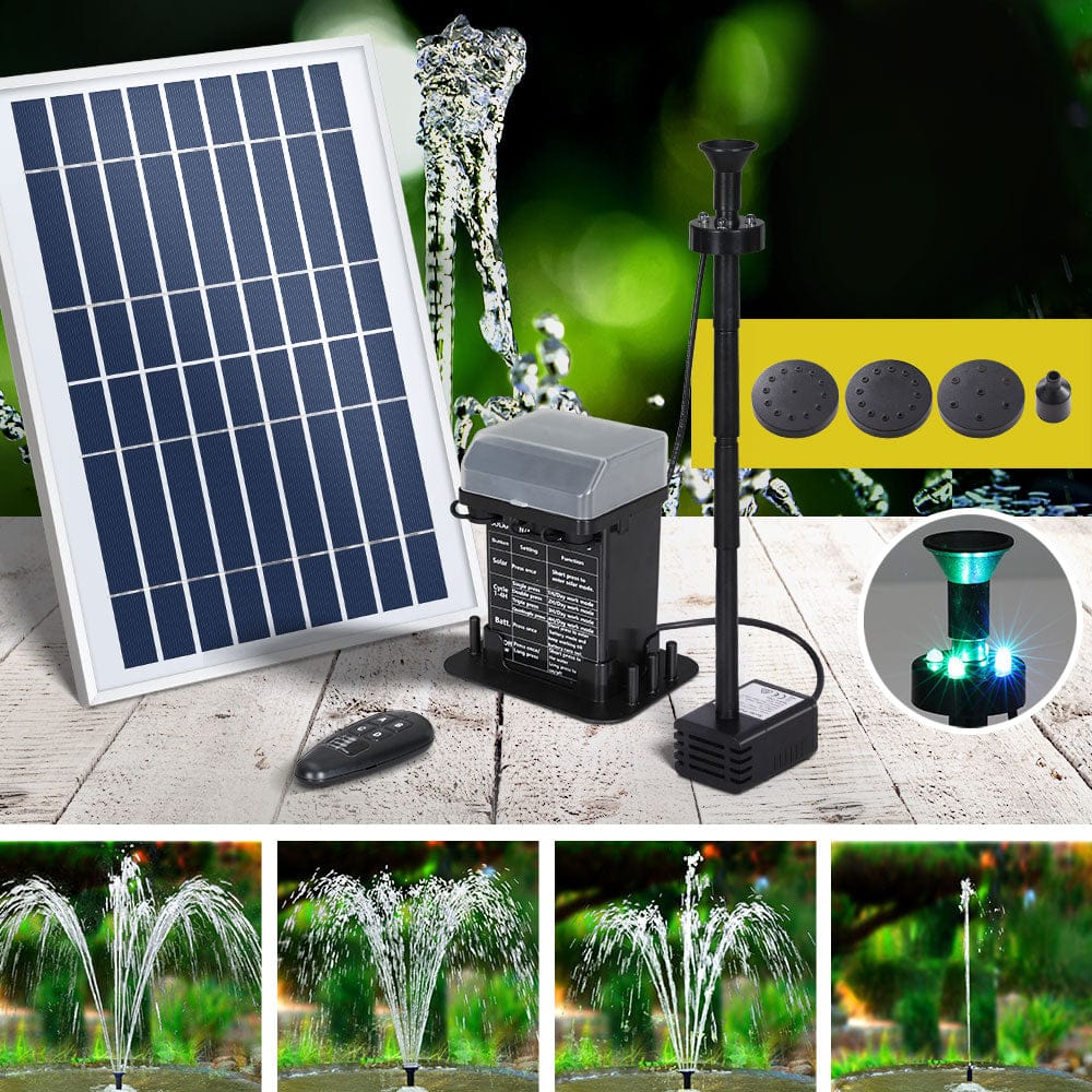 Gardeon Home & Garden > Fountains > Fountain & Ponds Accessories Gardeon Solar Pond Pump Submersible Fountain with Battery Kit LED Lights 5.2FT