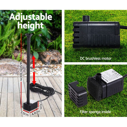 Gardeon Home & Garden > Fountains > Fountain & Ponds Accessories Gardeon Solar Pond Pump Submersible Water Fountain Kit 2.6FT