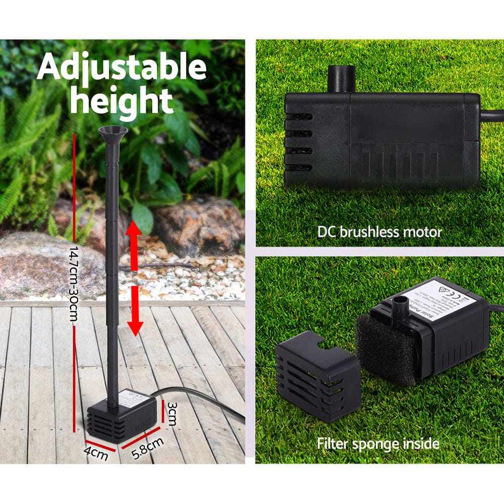 Gardeon Home & Garden > Fountains > Fountain & Ponds Accessories Gardeon Solar Pond Pump Submersible Water Fountain Kit 4.4FT