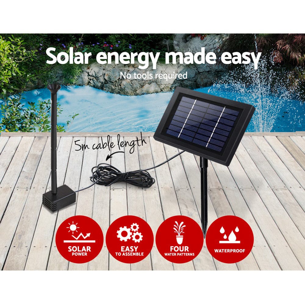 Gardeon Home & Garden > Fountains > Fountain & Ponds Accessories Gardeon Solar Pond Pump Submersible Water Fountain Kit 4FT