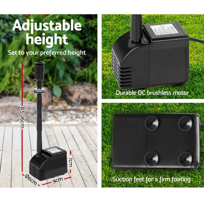 Gardeon Home & Garden > Fountains > Fountain & Ponds Accessories Gardeon Solar Pond Pump Submersible Water Fountain Kit 6.6FT