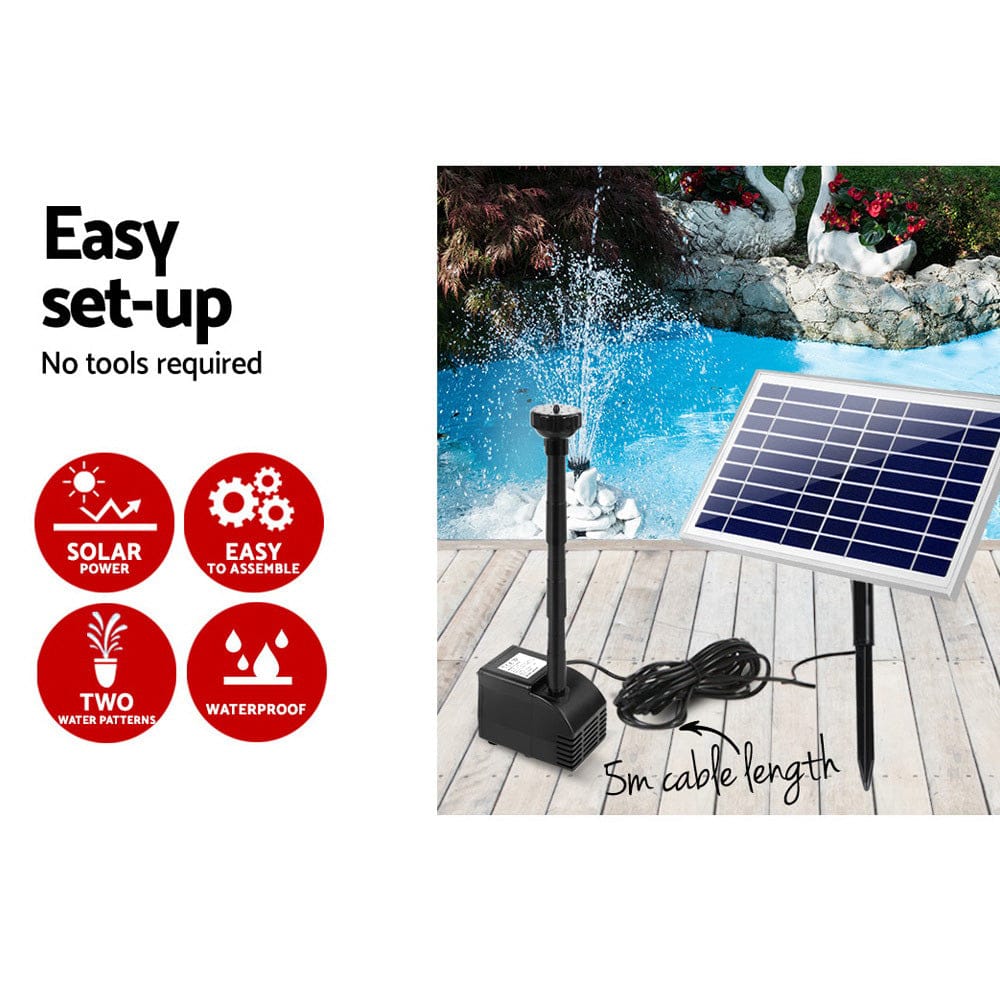 Gardeon Home & Garden > Fountains > Fountain & Ponds Accessories Gardeon Solar Pond Pump Submersible Water Fountain Kit 6.6FT