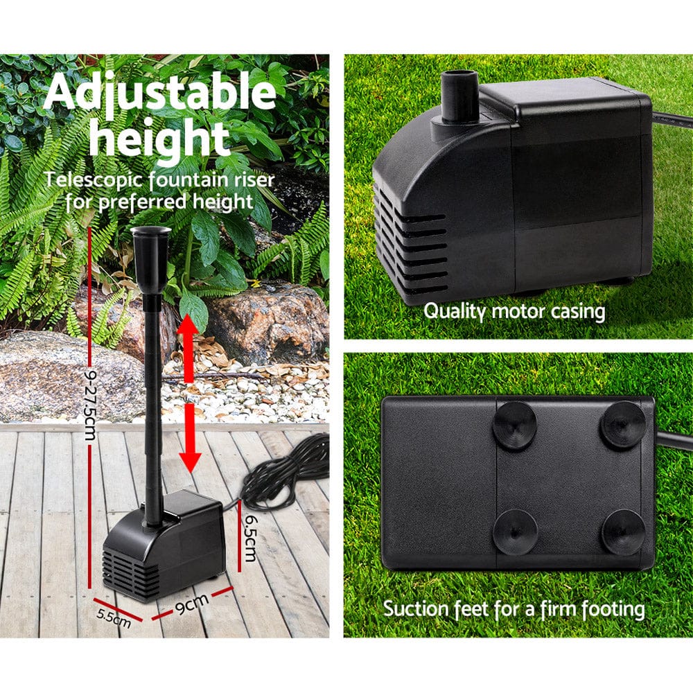 Gardeon Home & Garden > Fountains > Fountain & Ponds Accessories Gardeon Solar Pond Pump Submersible Water Fountain Kit with 2 Panels 7.2FT