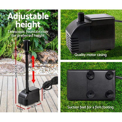 Gardeon Home & Garden > Fountains > Fountain & Ponds Accessories Gardeon Solar Pond Pump Submersible Water Fountain Kit with 2 Panels 7.2FT