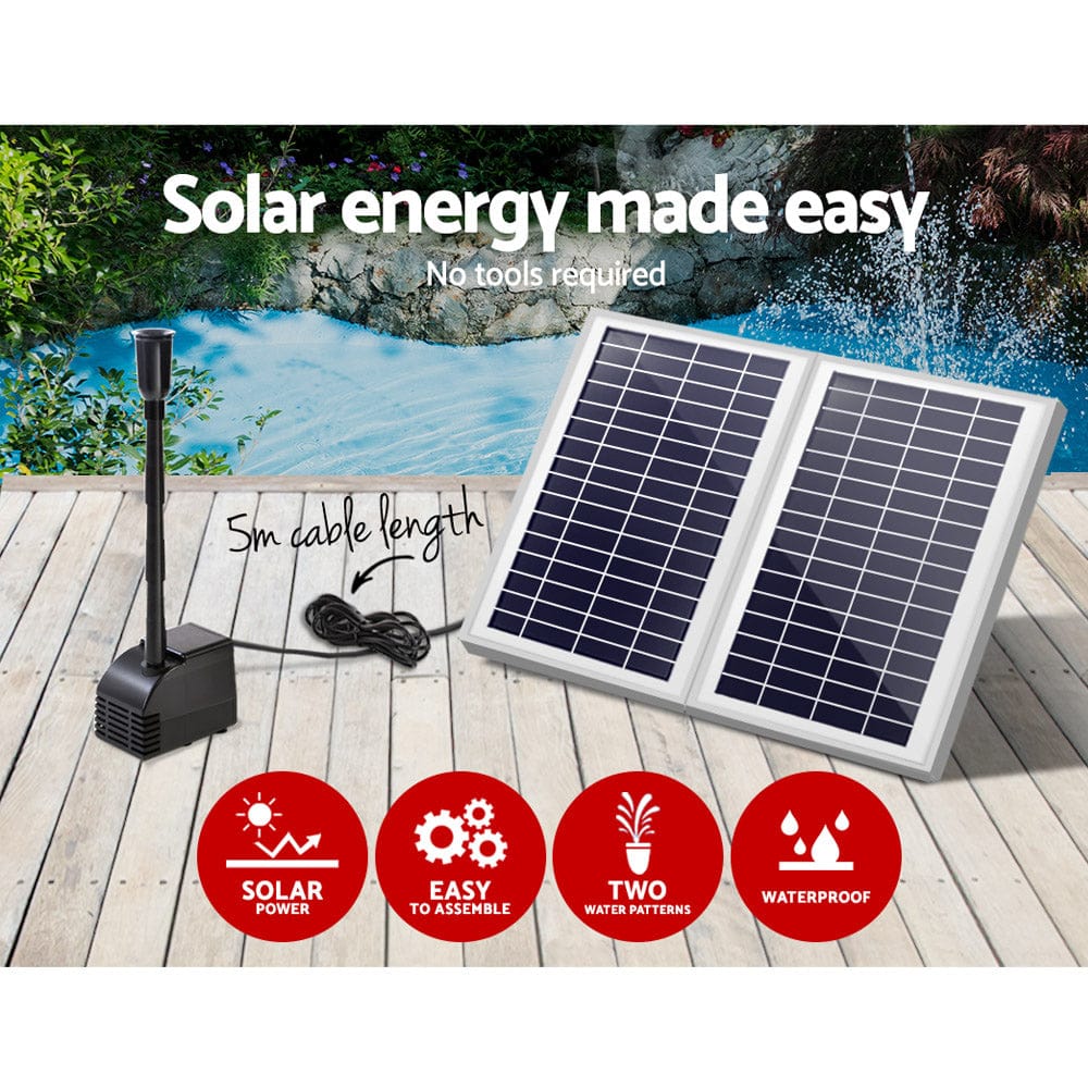 Gardeon Home & Garden > Fountains > Fountain & Ponds Accessories Gardeon Solar Pond Pump Submersible Water Fountain Kit with 2 Panels 7.2FT