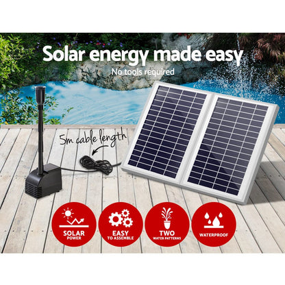 Gardeon Home & Garden > Fountains > Fountain & Ponds Accessories Gardeon Solar Pond Pump Submersible Water Fountain Kit with 2 Panels 7.2FT