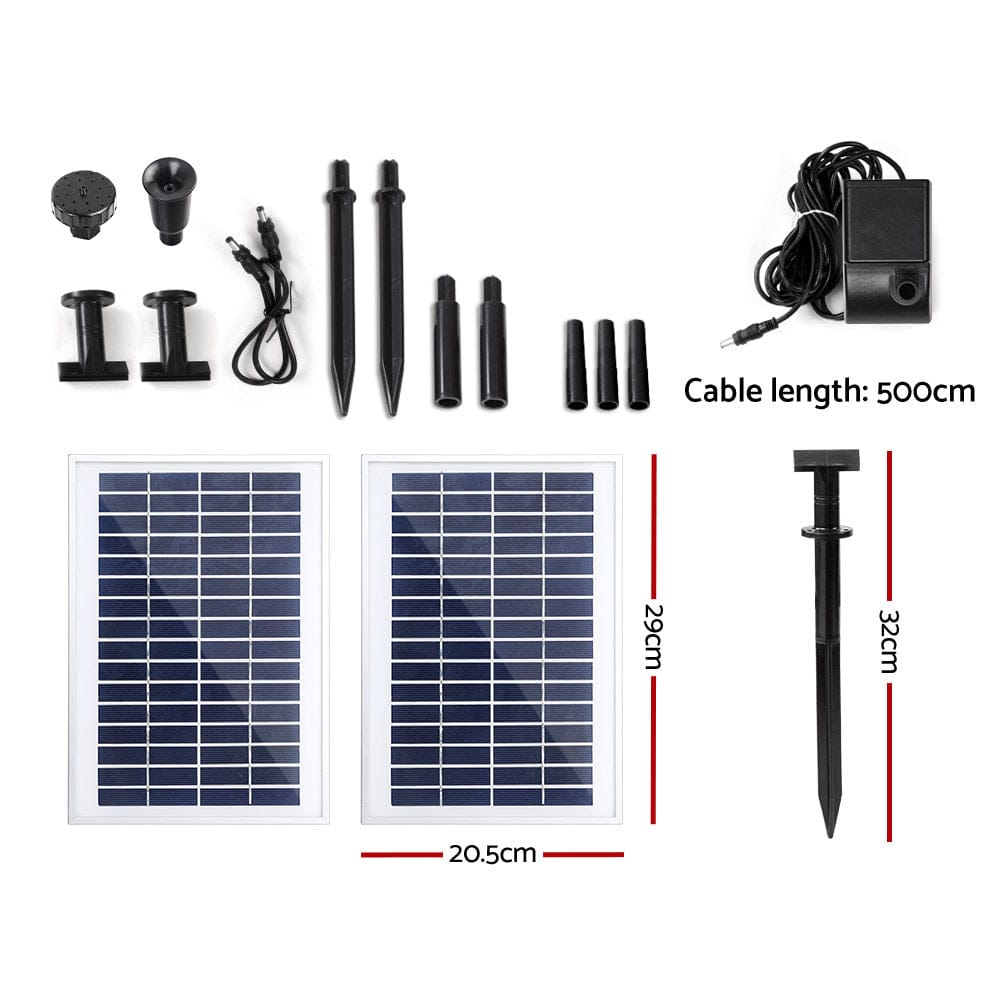 Gardeon Home & Garden > Fountains > Fountain & Ponds Accessories Gardeon Solar Pond Pump Submersible Water Fountain Kit with 2 Panels 7.2FT