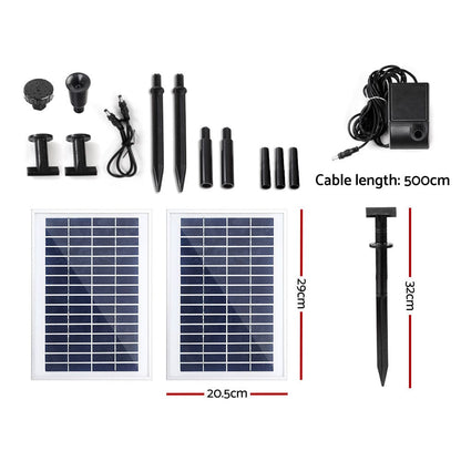 Gardeon Home & Garden > Fountains > Fountain & Ponds Accessories Gardeon Solar Pond Pump Submersible Water Fountain Kit with 2 Panels 7.2FT