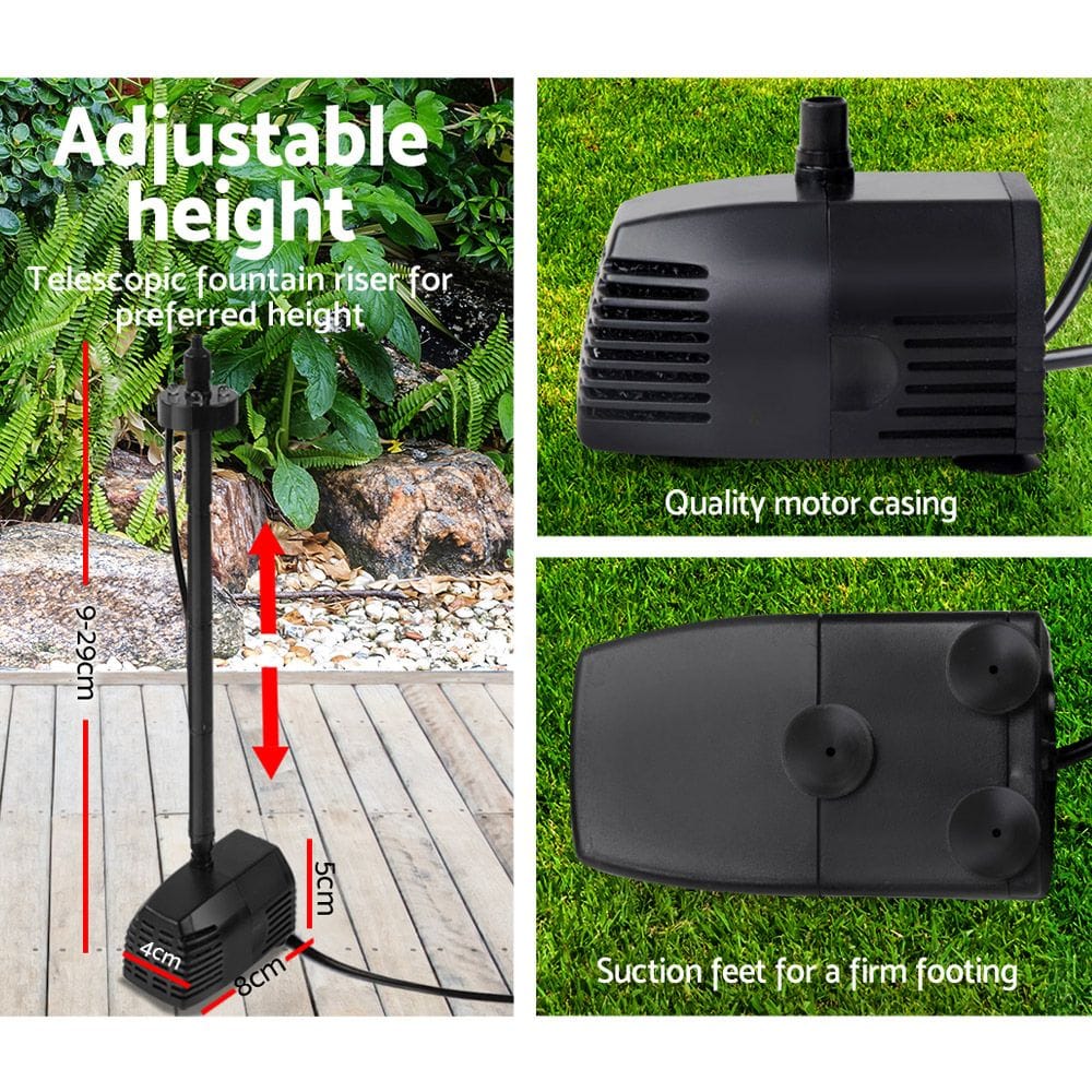 Gardeon Home & Garden > Fountains > Fountain & Ponds Accessories Gardeon Solar Pond Pump Submersible Water Fountain with Battery Kit LED Lights 4FT