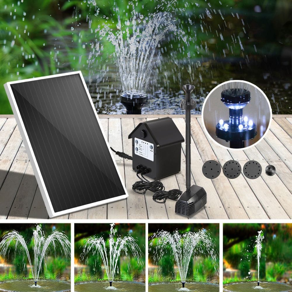 Gardeon Home & Garden > Fountains > Fountain & Ponds Accessories Gardeon Solar Pond Pump Submersible Water Fountain with Battery Kit LED Lights 4FT