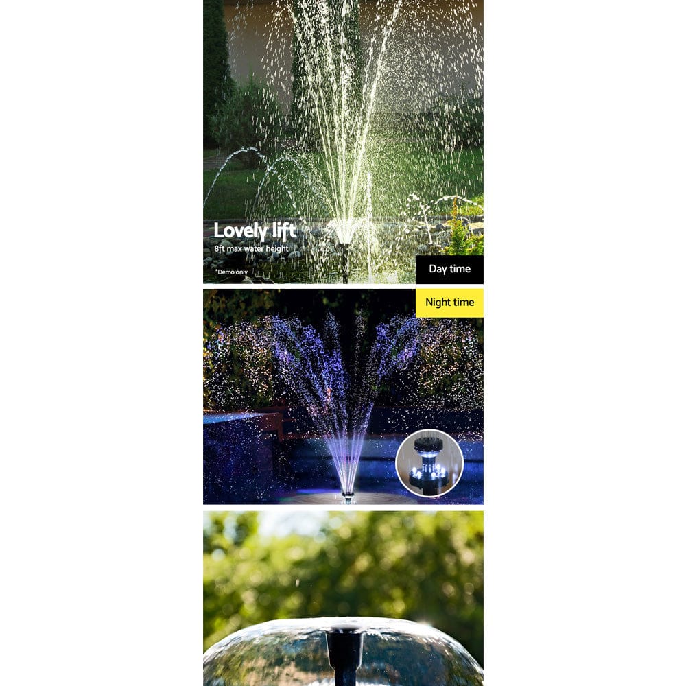 Gardeon Home & Garden > Fountains > Fountain & Ponds Accessories Gardeon Solar Pond Pump Submersible Water Fountain with Battery Kit LED Lights 6.6FT