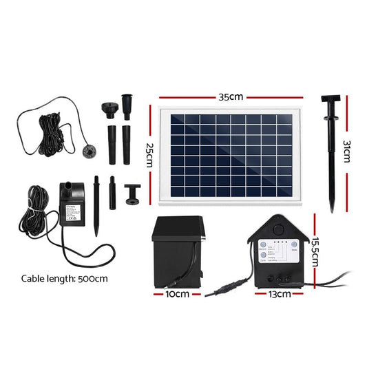 Gardeon Home & Garden > Fountains > Fountain & Ponds Accessories Gardeon Solar Pond Pump Submersible Water Fountain with Battery Kit LED Lights 6.6FT