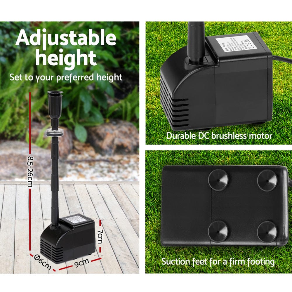 Gardeon Home & Garden > Fountains > Fountain & Ponds Accessories Gardeon Solar Pond Pump Submersible Water Fountain with Battery Kit LED Lights 6.6FT