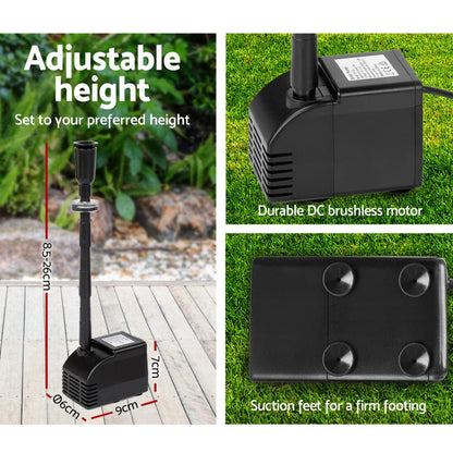 Gardeon Home & Garden > Fountains > Fountain & Ponds Accessories Gardeon Solar Pond Pump Submersible Water Fountain with Battery Kit LED Lights 6.6FT