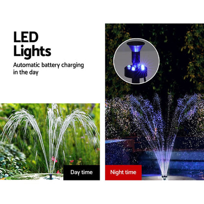 Gardeon Home & Garden > Fountains > Fountain & Ponds Accessories Gardeon Solar Pond Pump Submersible Water Fountain with Battery LED Lights 4.4FT