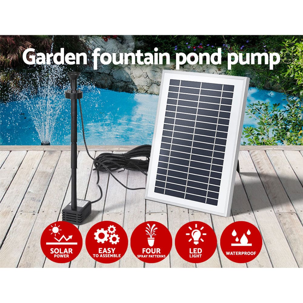 Gardeon Home & Garden > Fountains > Fountain & Ponds Accessories Gardeon Solar Pond Pump Submersible Water Fountain with Battery LED Lights 4.4FT