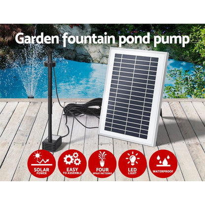 Gardeon Home & Garden > Fountains > Fountain & Ponds Accessories Gardeon Solar Pond Pump Submersible Water Fountain with Battery LED Lights 4.4FT