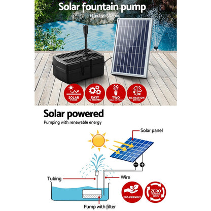 Gardeon Home & Garden > Fountains > Fountain & Ponds Accessories Gardeon Solar Pond Pump Water Fountain Filter Box Submersible Outdoor Pool 6.6FT