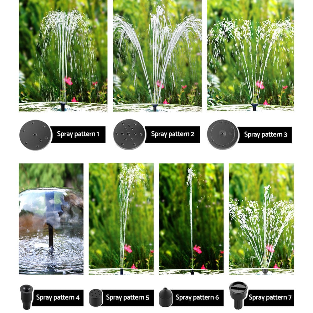 Gardeon Home & Garden > Fountains > Fountain & Ponds Accessories Gardeon Solar Pond Pump with Battery Kit LED Lights 8.8 FT