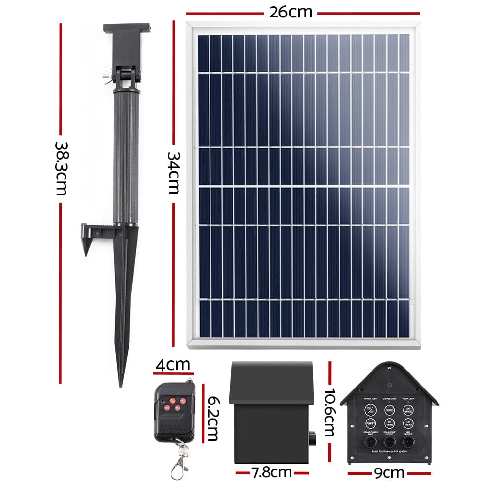 Gardeon Home & Garden > Fountains > Fountain & Ponds Accessories Gardeon Solar Pond Pump with Battery Kit LED Lights 8.8 FT