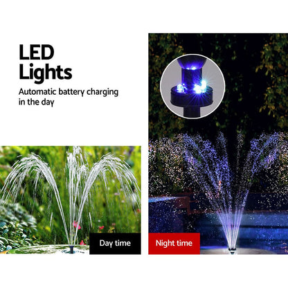 Gardeon Home & Garden > Fountains > Fountain & Ponds Accessories Gardeon Solar Pond Pump with Battery Kit LED Lights 9.8FT