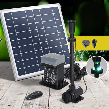 Gardeon Home & Garden > Fountains > Fountain & Ponds Accessories Gardeon Solar Pond Pump with Battery Kit LED Lights 9.8FT