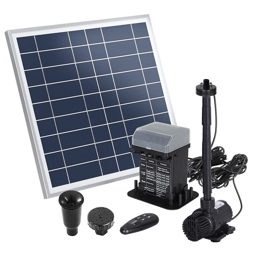 Gardeon Home & Garden > Fountains > Fountain & Ponds Accessories Gardeon Solar Pond Pump with Battery Kit LED Lights 9.8FT