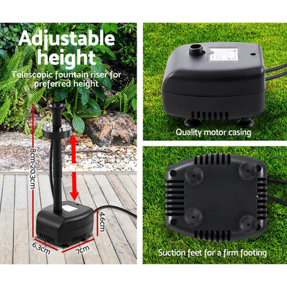 Gardeon Home & Garden > Fountains > Fountain & Ponds Accessories Gardeon Solar Pond Pump with Battery LED Lights 4 FT