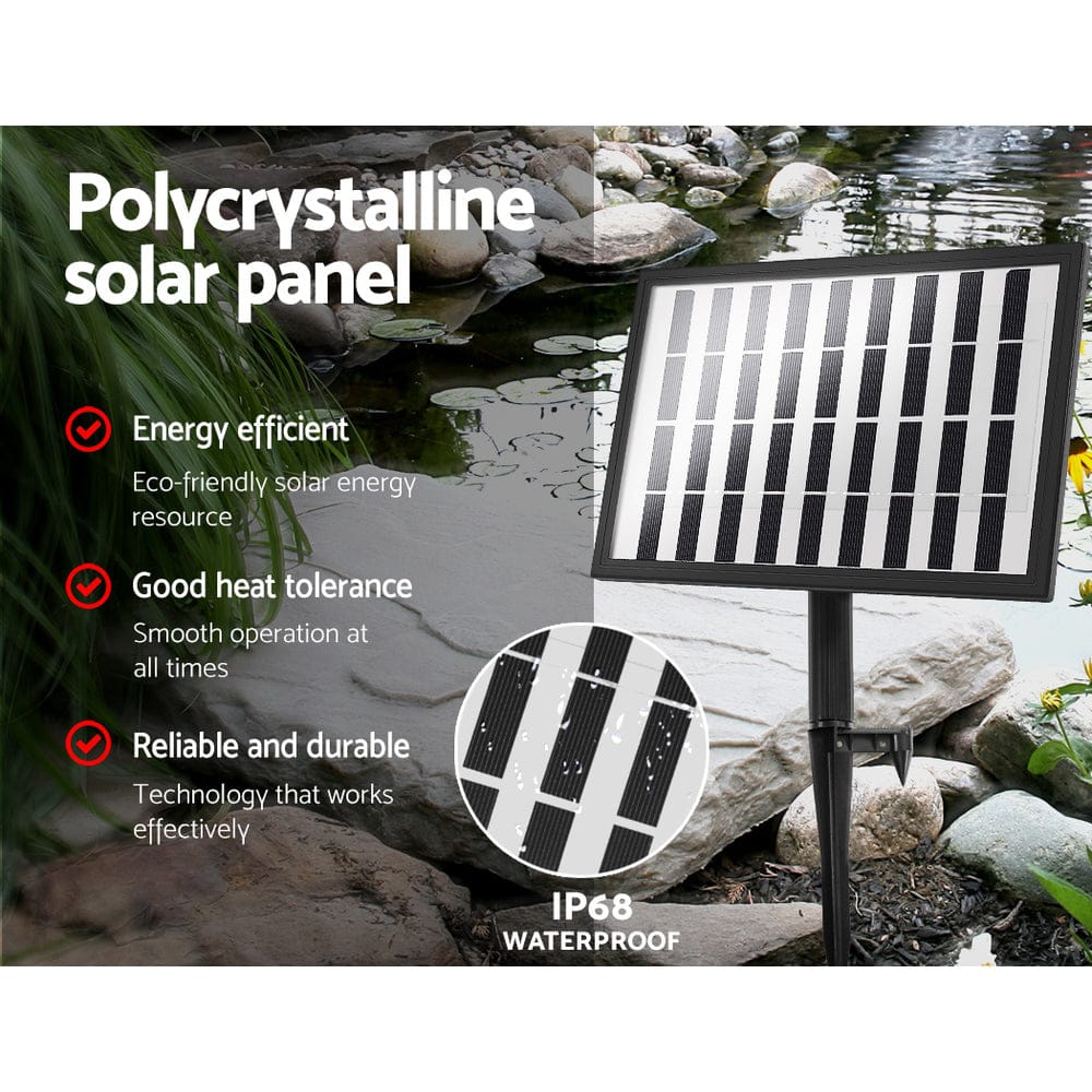 Gardeon Home & Garden > Fountains > Fountain & Ponds Accessories Gardeon Solar Pond Pump with Battery LED Lights 4 FT
