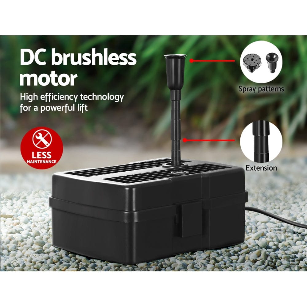 Gardeon Home & Garden > Fountains > Fountain & Ponds Accessories Gardeon Solar Pond Pump with Filter Box 4.6FT