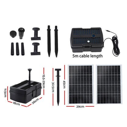 Gardeon Home & Garden > Fountains > Fountain & Ponds Accessories Gardeon Solar Submersible Water Pond Fountain Pump with Filter Box 6FT 1190L/H