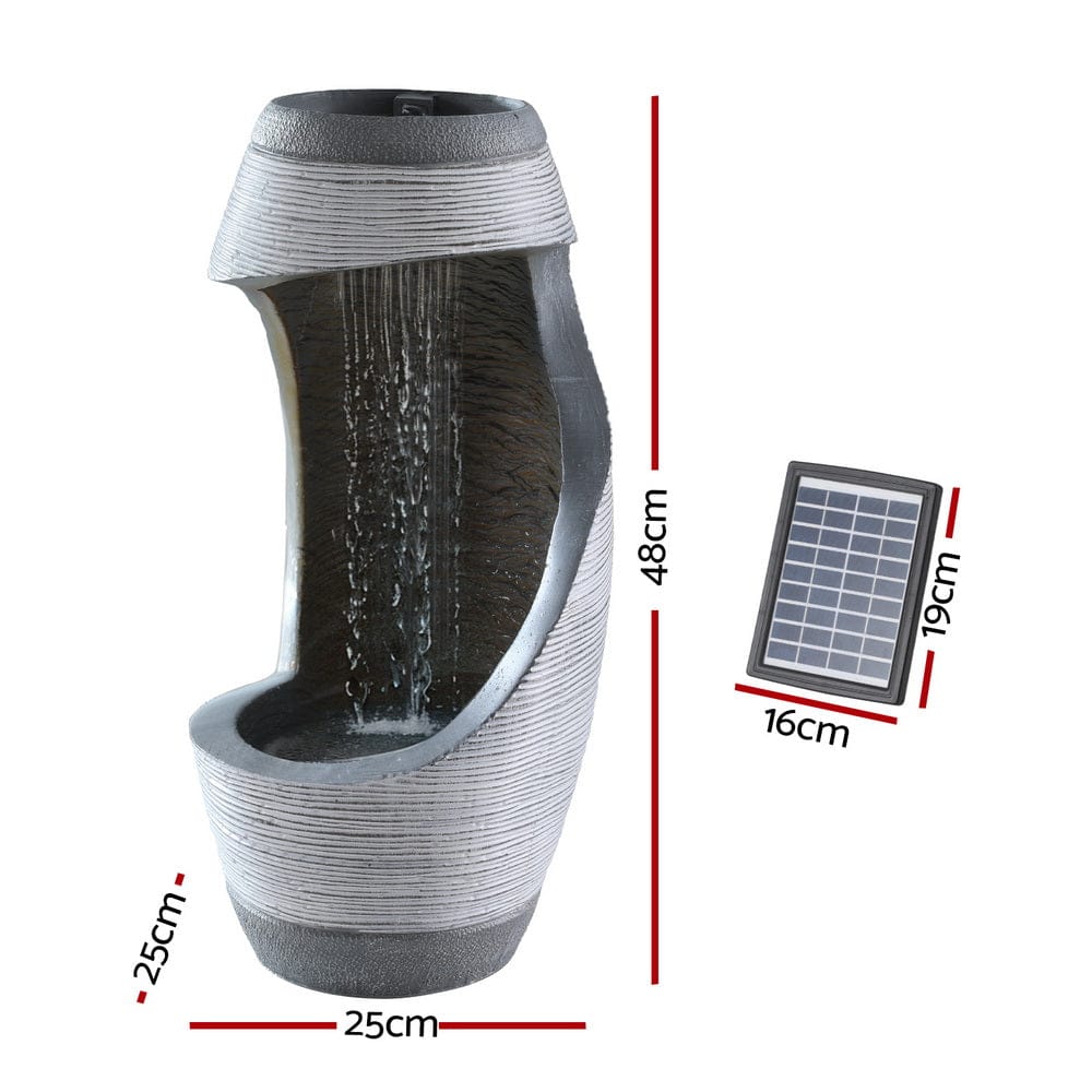 Gardeon Home & Garden > Fountains > Fountains & Ponds Gardeon Solar Fountain Water Feature Bird Bath Outdoor Garden Cascade 48CM Grey