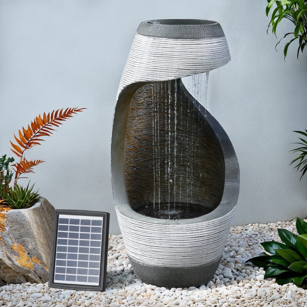 Gardeon Home & Garden > Fountains > Fountains & Ponds Gardeon Solar Fountain Water Feature Bird Bath Outdoor Garden Cascade 48CM Grey