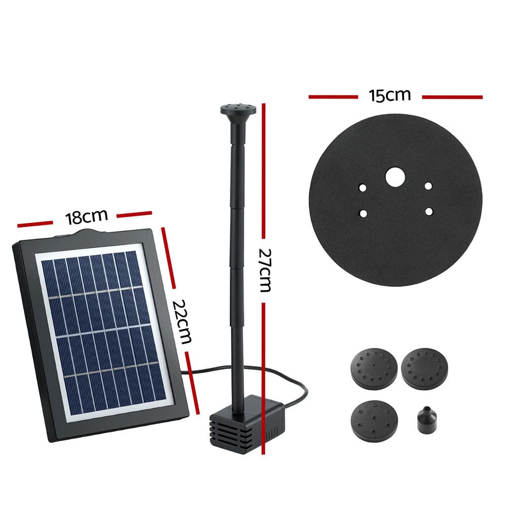 Gardeon Home & Garden > Fountains > Fountains & Ponds Gardeon Solar Pond Pump Water Fountain Submersible Floating Bird Bath 190L/H