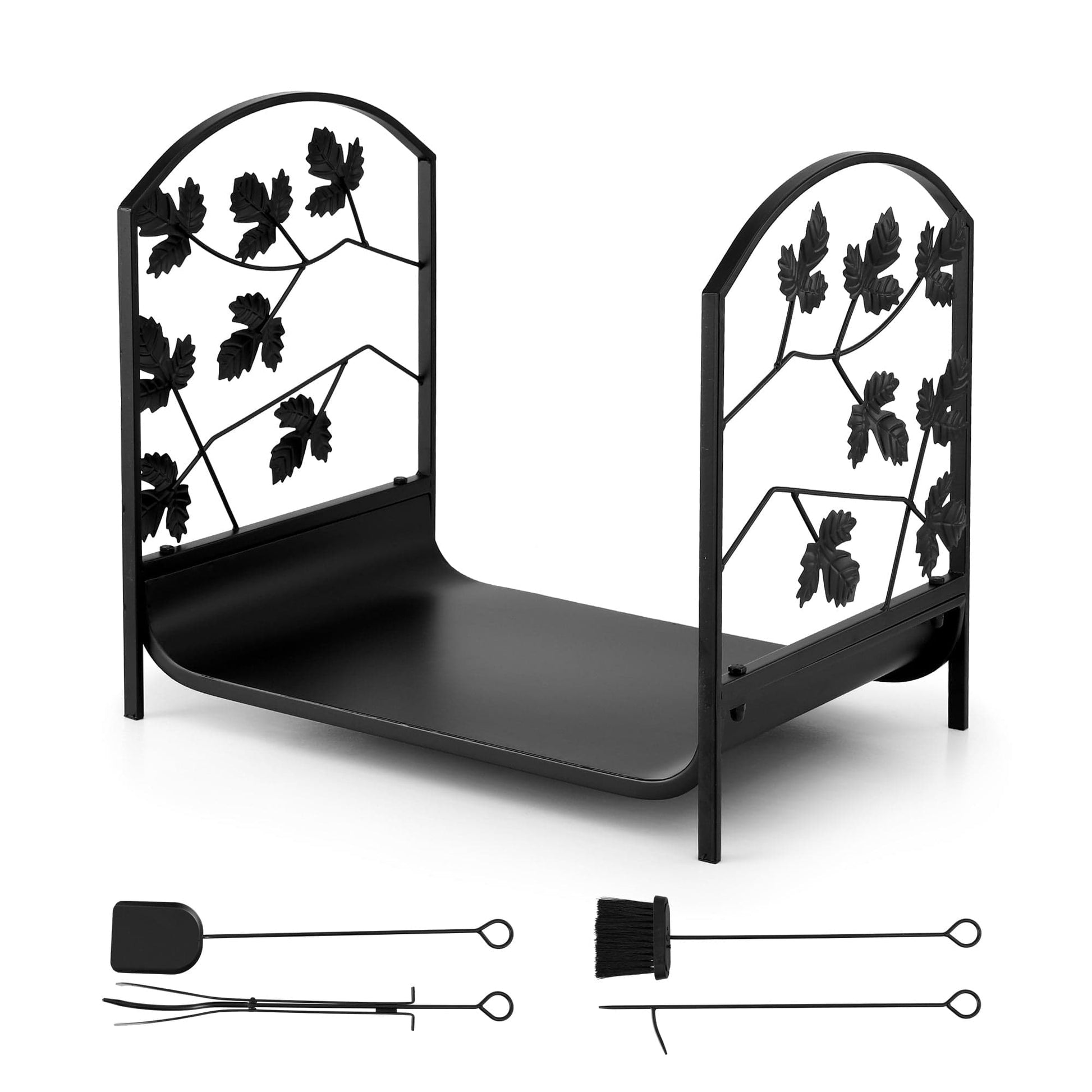 Gardeon Home & Garden > Garden Tools > Gardening Accessories Gardeon Firewood Rack 48cm Wood Rack Firewood Storage Indoor Outdoor Black