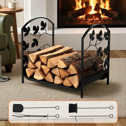 Gardeon Home & Garden > Garden Tools > Gardening Accessories Gardeon Firewood Rack 48cm Wood Rack Firewood Storage Indoor Outdoor Black