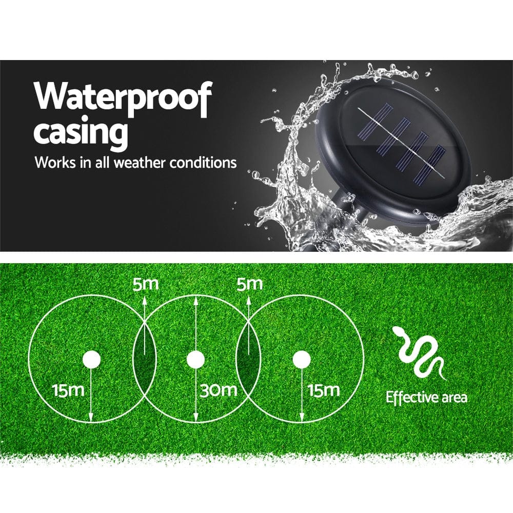 Gardeon Home & Garden > Garden Tools > Gardening Tools Gardeon Snake Repeller 4X Ultrasonic Solar Powered